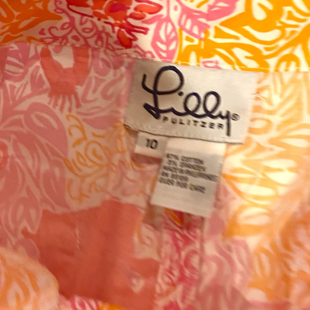 Lilly Pulitzer Vintage cropped pant Pink Orange elephant monkey lion size 10 - Picture 6 of 9